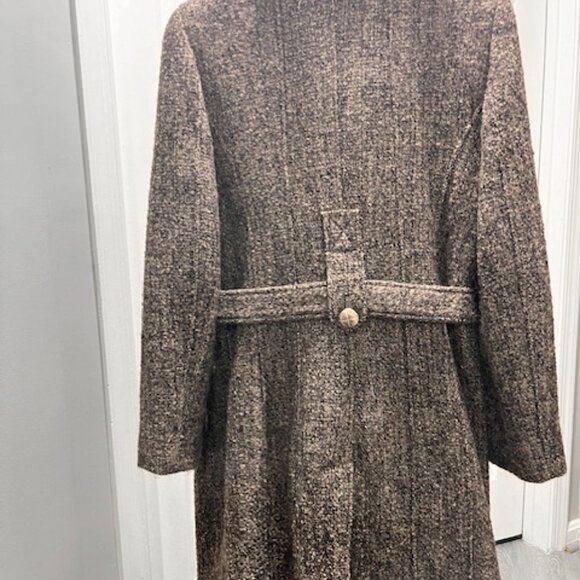 Calvin Klein Double Breast Thick Wool Jacquard Winter Coat - Picture 3 of 6